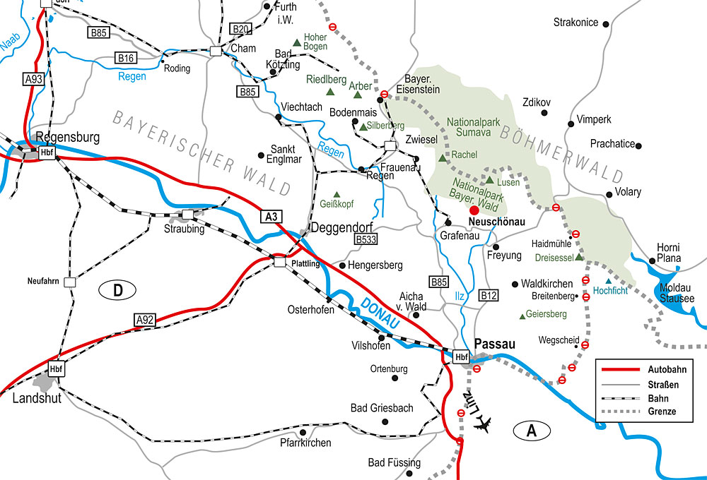 Karte Bayerischer Wald